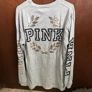 Grey long sleeve Victoria secret pink shirt